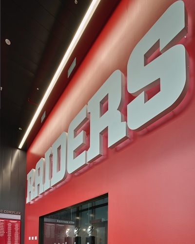 NWC Den Hartog Athletic Complex RAIDER Sdimensional Letters